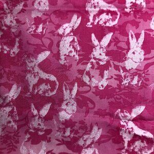 🛒$16 Quilt Cotton Fabric Material -  2 yards Pink Easter Bunny Rabbit #913